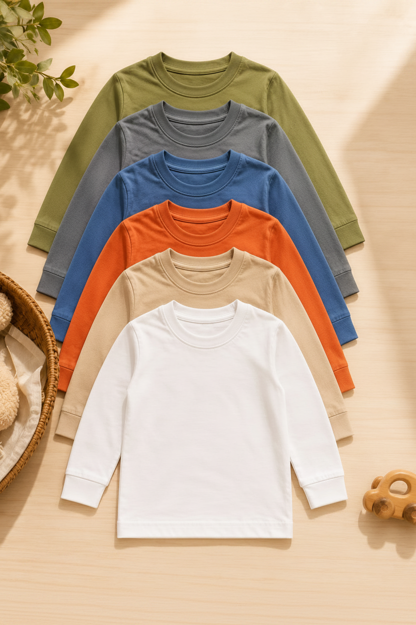 Long Sleeve Boys' Cotton T-shirt Pack of 2