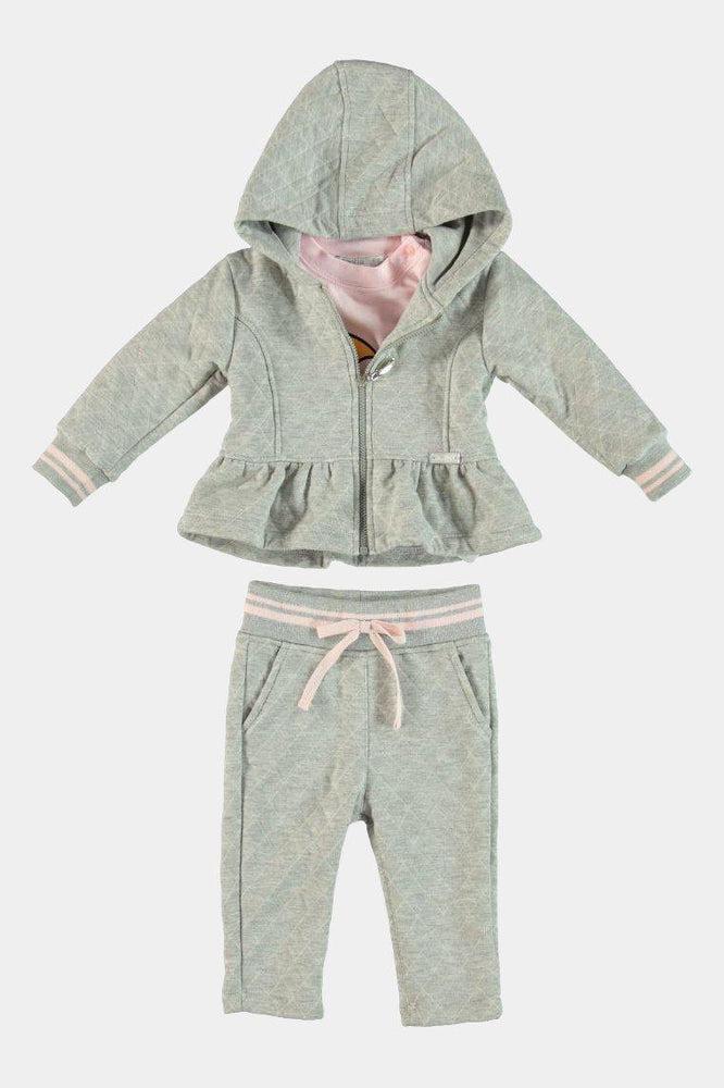 Grey Frilled 3 Piece Girls Tracksuit-SinglePrice