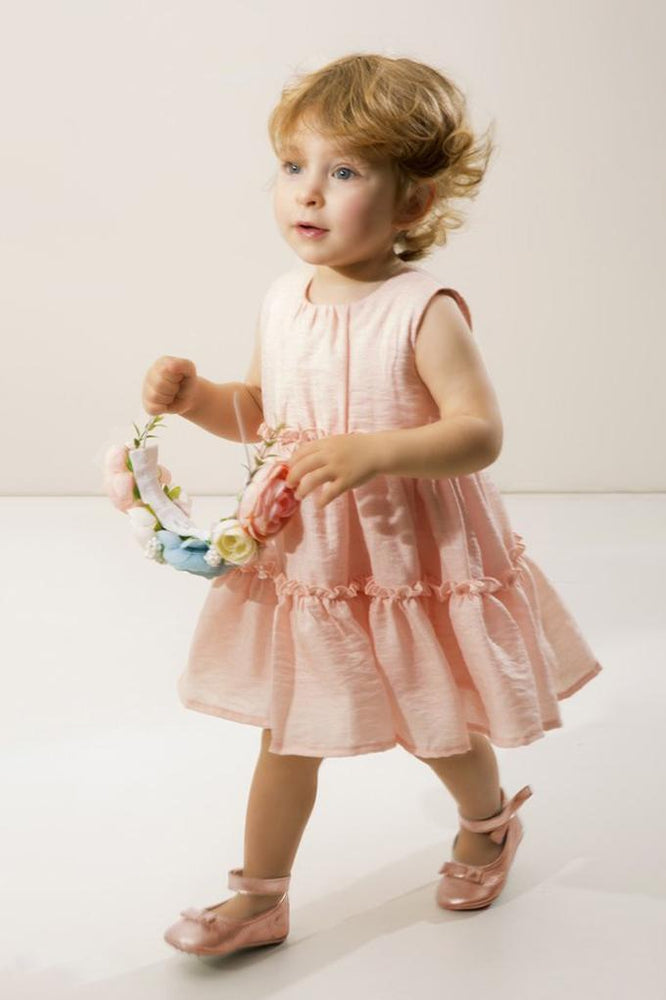 Girls Headband And Pink Tier Dress Set - SinglePrice