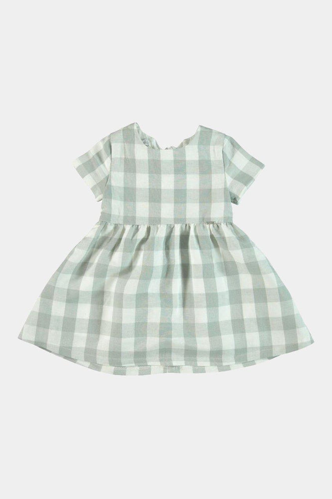 Grey Checked Girls Bow Dress - SinglePrice