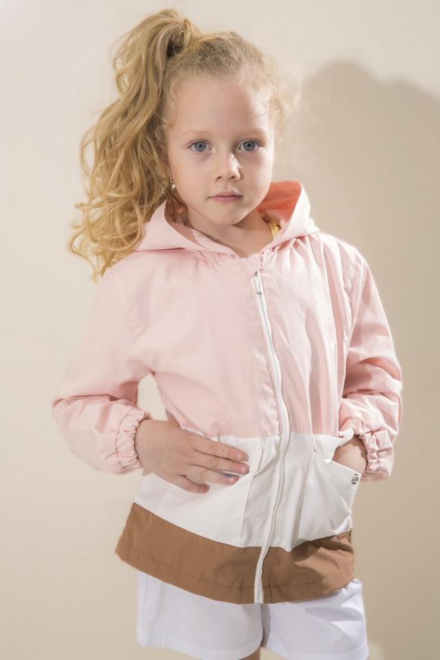 Pink Stripes Girls Windbreaker-SinglePrice