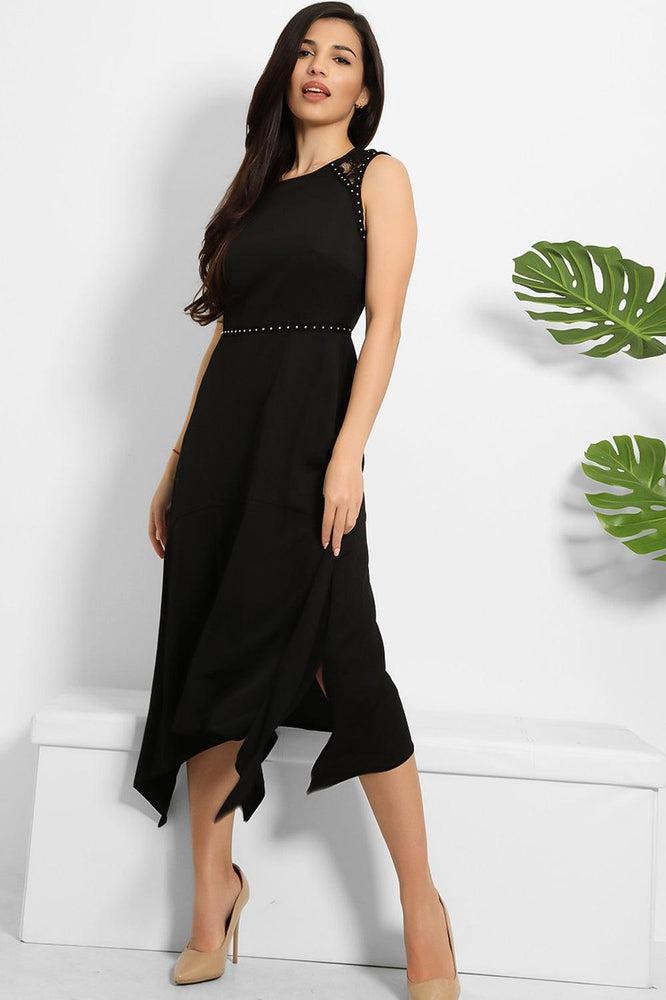 Studded Waist Lace Detail Dress-SinglePrice