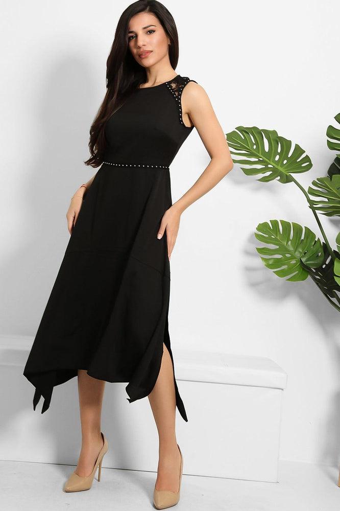 Studded Waist Lace Detail Dress-SinglePrice