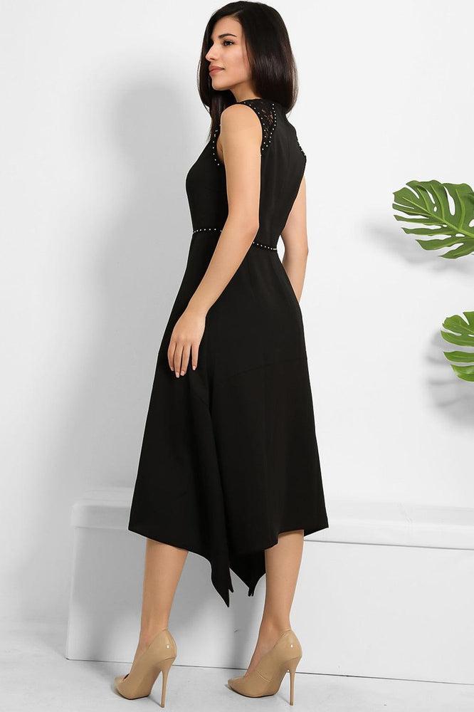 Studded Waist Lace Detail Dress-SinglePrice