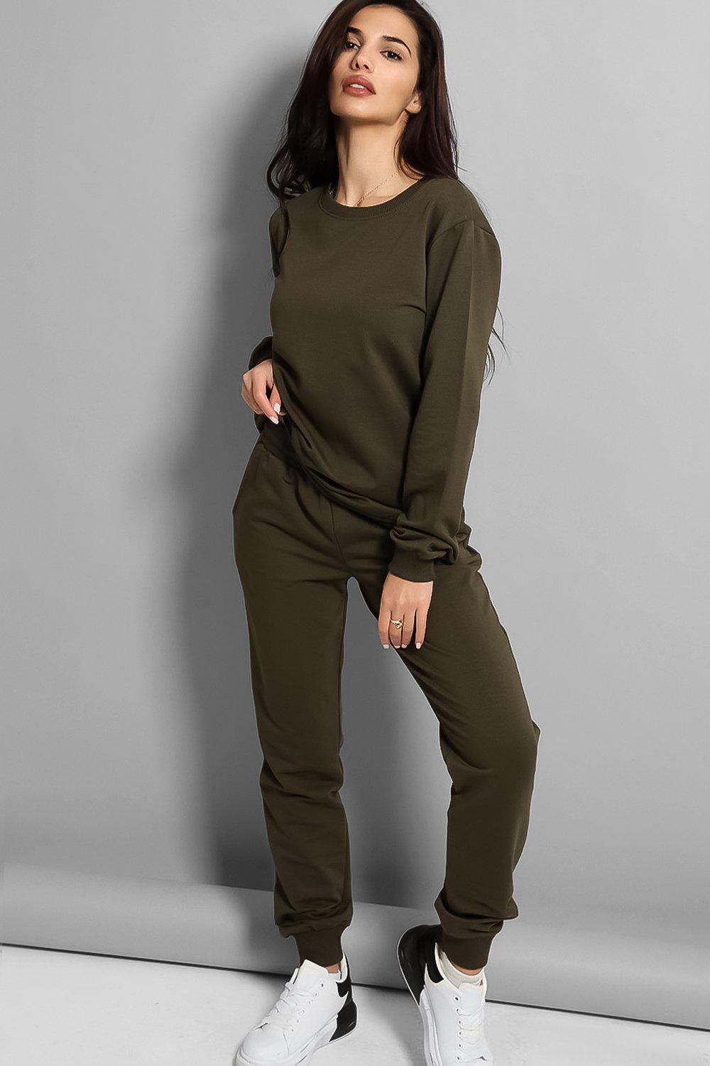 Khaki Silver Sequin Wings Back Tracksuit - SinglePrice