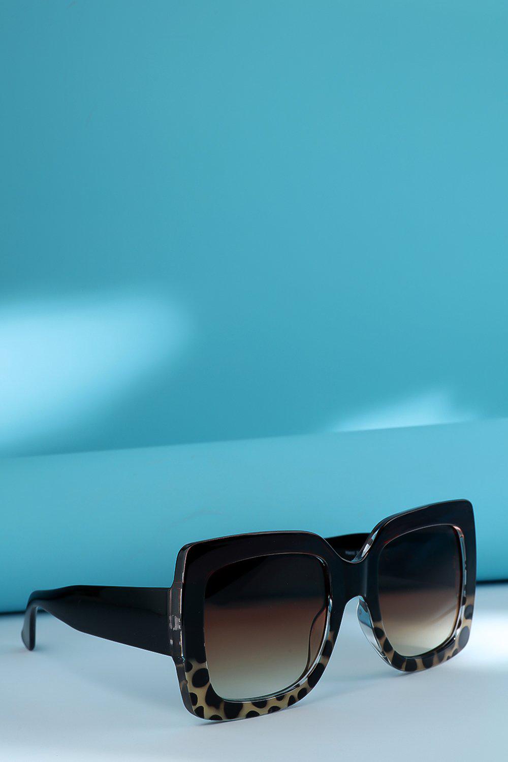 Brown Beige Chunky Frame Large Butterfly Sunglasses - SinglePrice