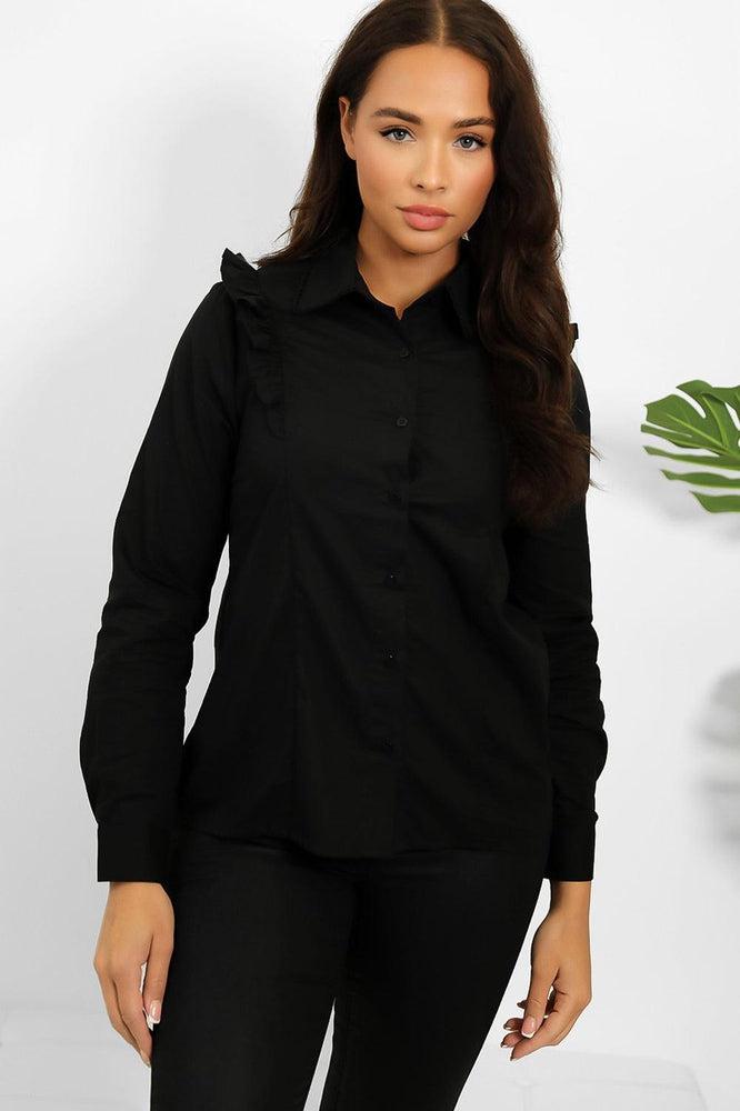 Black Frill Details Shirt-SinglePrice