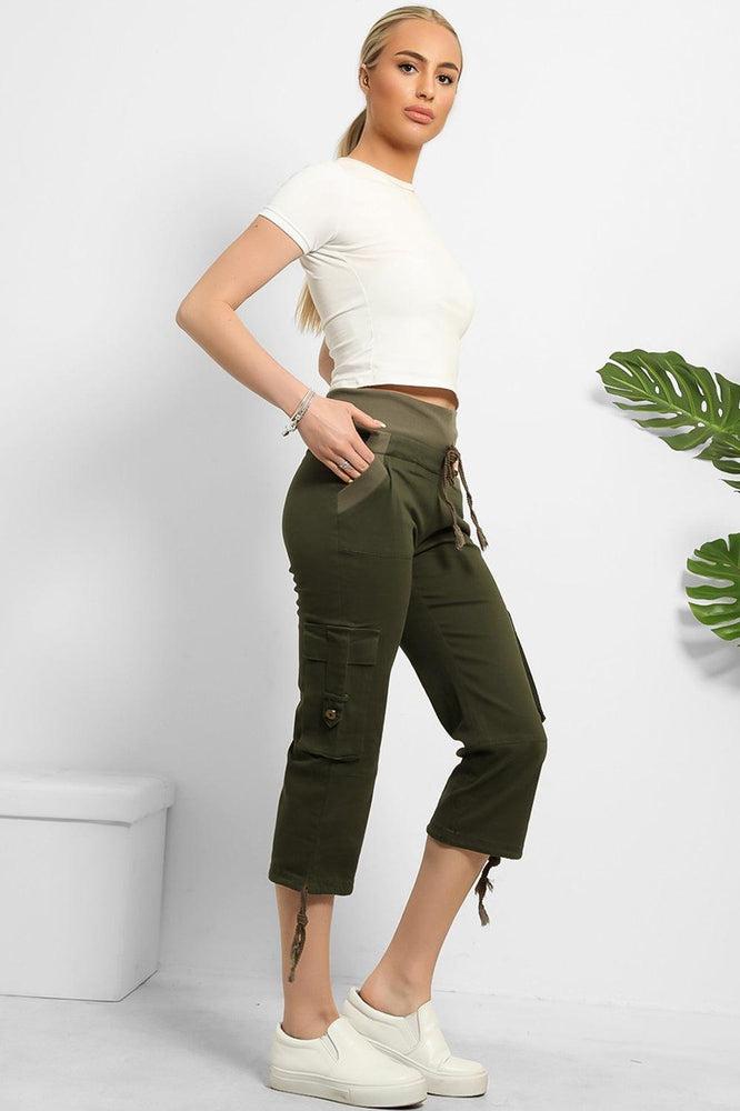 High Double Waist Utility Pockets Cargo Capris-SinglePrice
