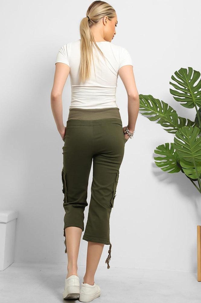 High Double Waist Utility Pockets Cargo Capris-SinglePrice