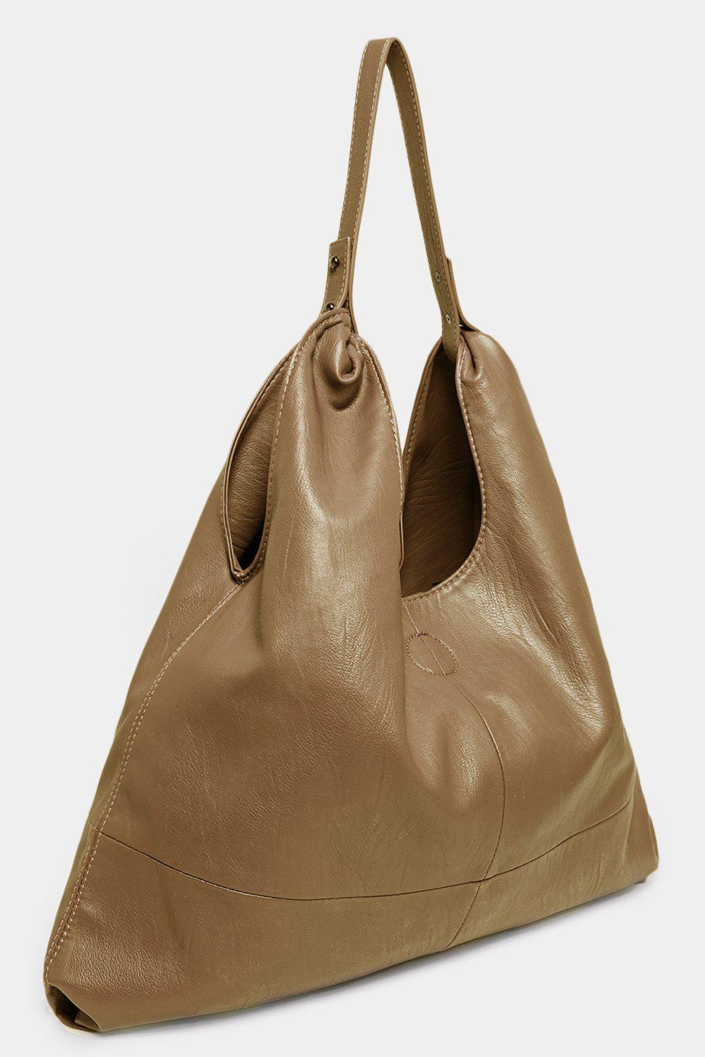 Apricot Soft Vegan Leather Large Hobo Bag - SinglePrice