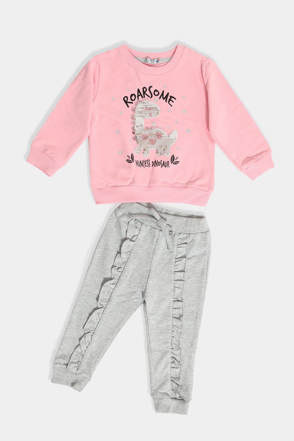 Pink Sequinned Dinosaur Baby Girl Set - SinglePrice