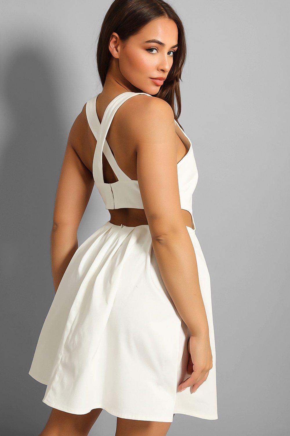 Off White Fine Denim Crossover Back Dress-SinglePrice