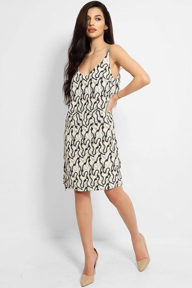 Cream Black Rope Print Cami Dress-SinglePrice