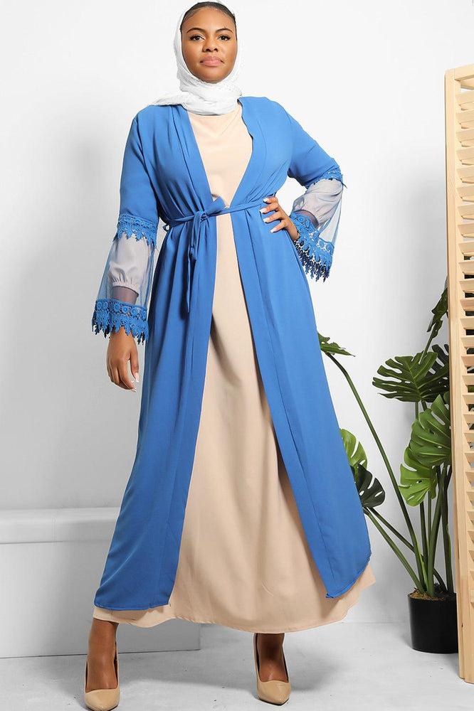 Lace Sleeve Detail Belted Modest Kaftan-SinglePrice