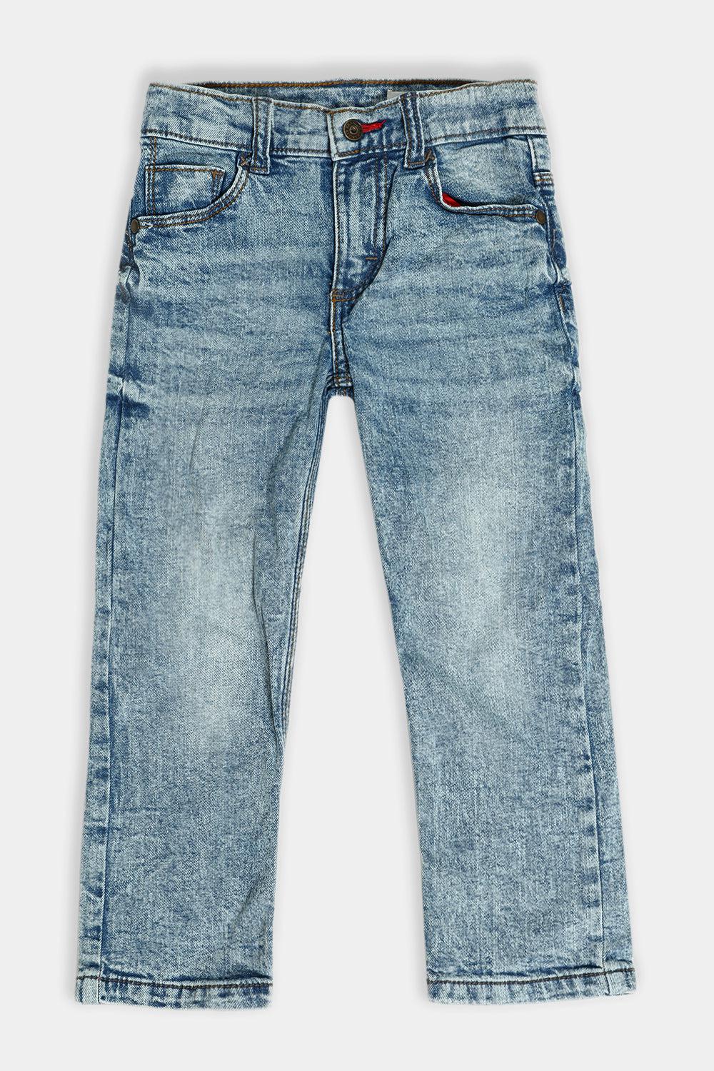 Blue Bleached Effect Classic Kids Jeans-SinglePrice