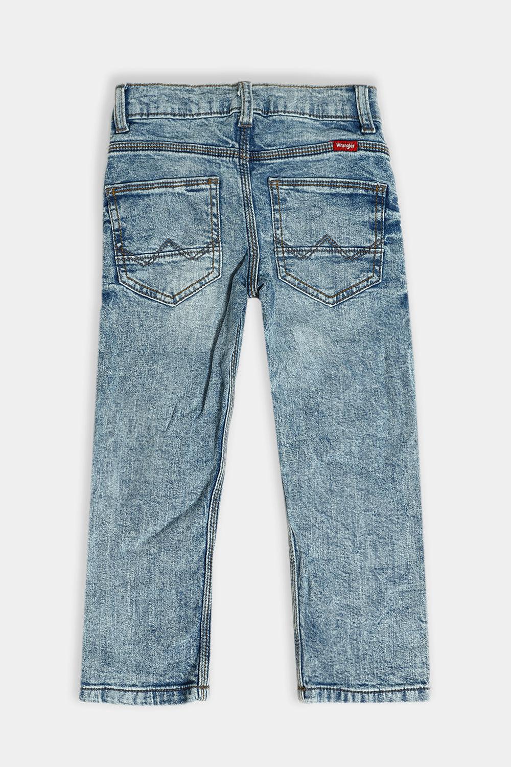 Blue Bleached Effect Classic Kids Jeans-SinglePrice