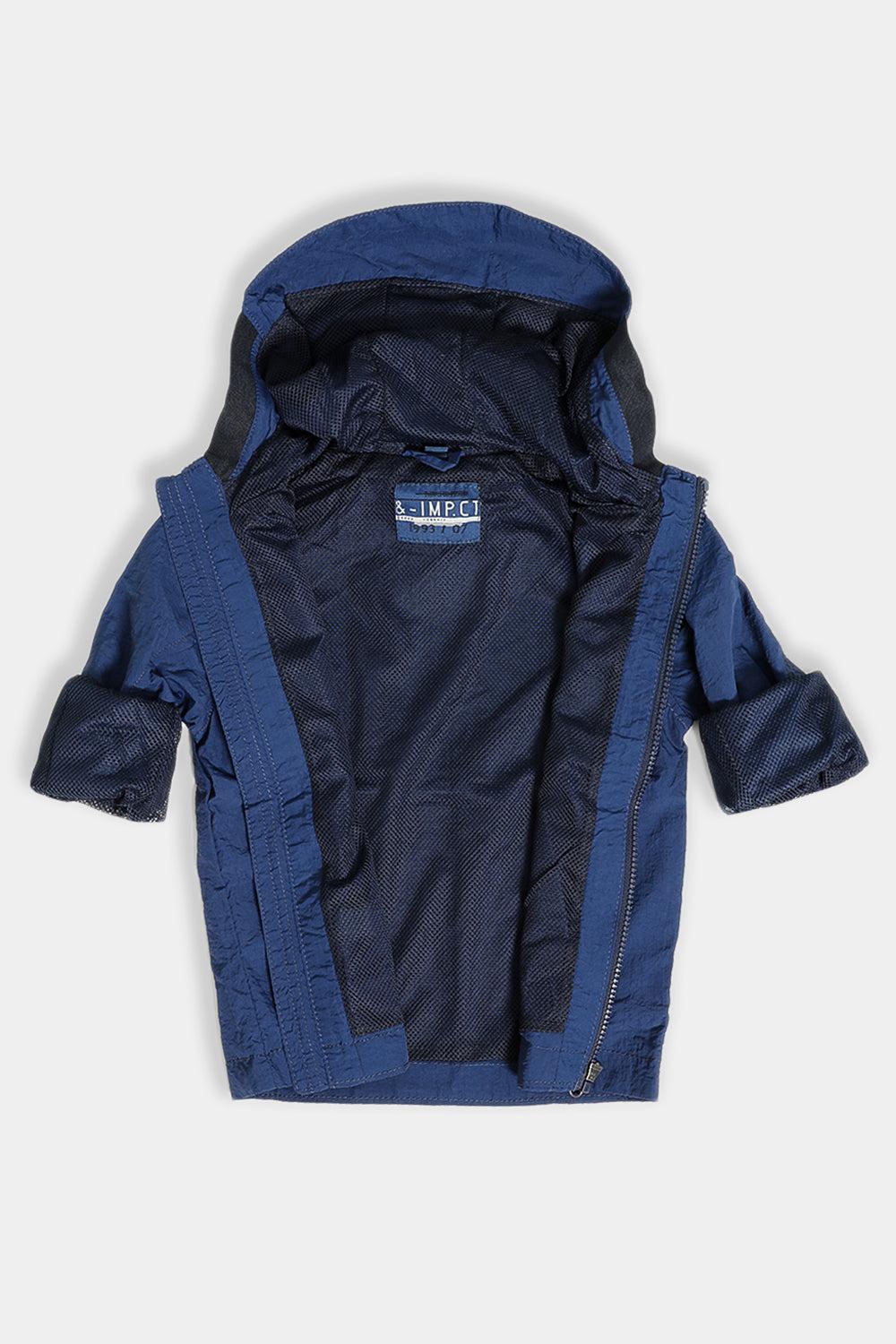 Navy Zip Front Hooded Kids Windbreaker-SinglePrice