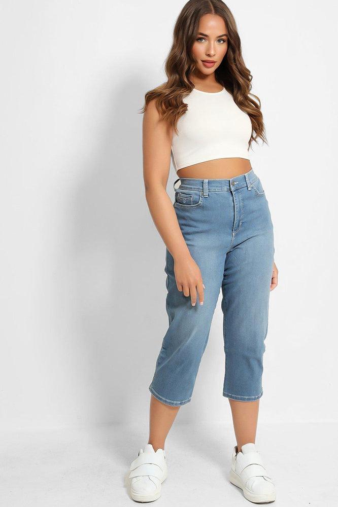 Blue High-Rise Crop Length Jeans-SinglePrice