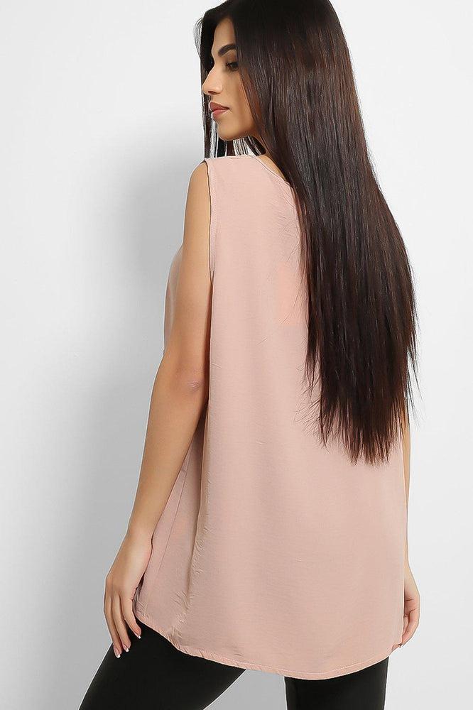 Peach Lightweight Crushed Crepe Sleeveless Top-SinglePrice