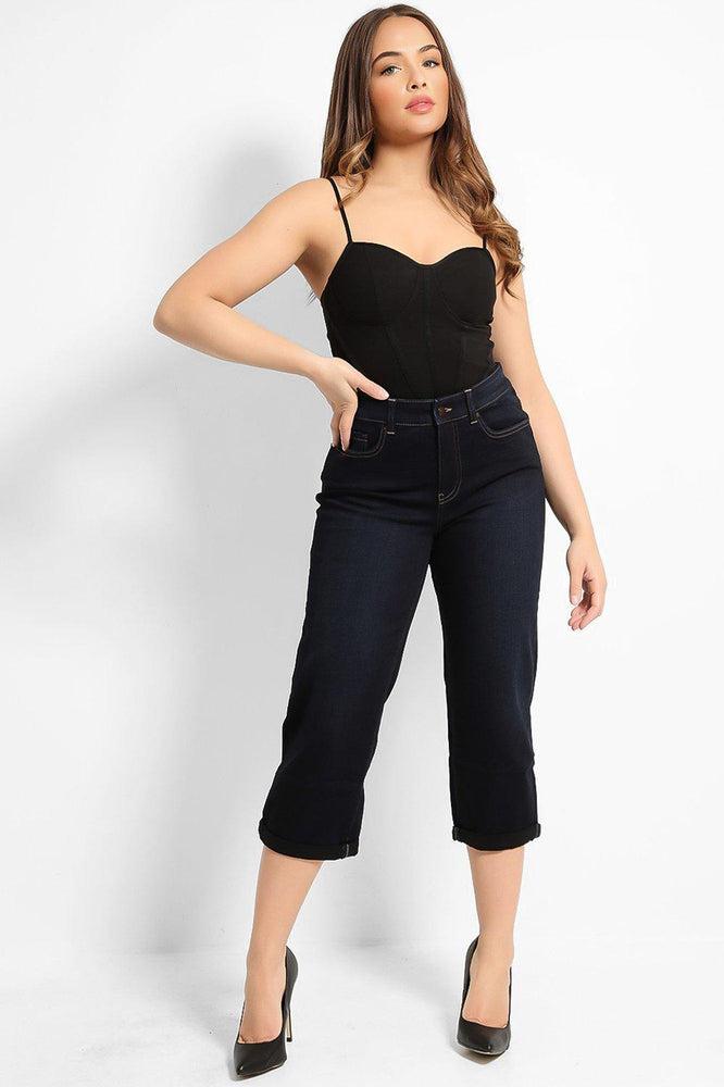 Navy Straight Leg Capri Jeans-SinglePrice