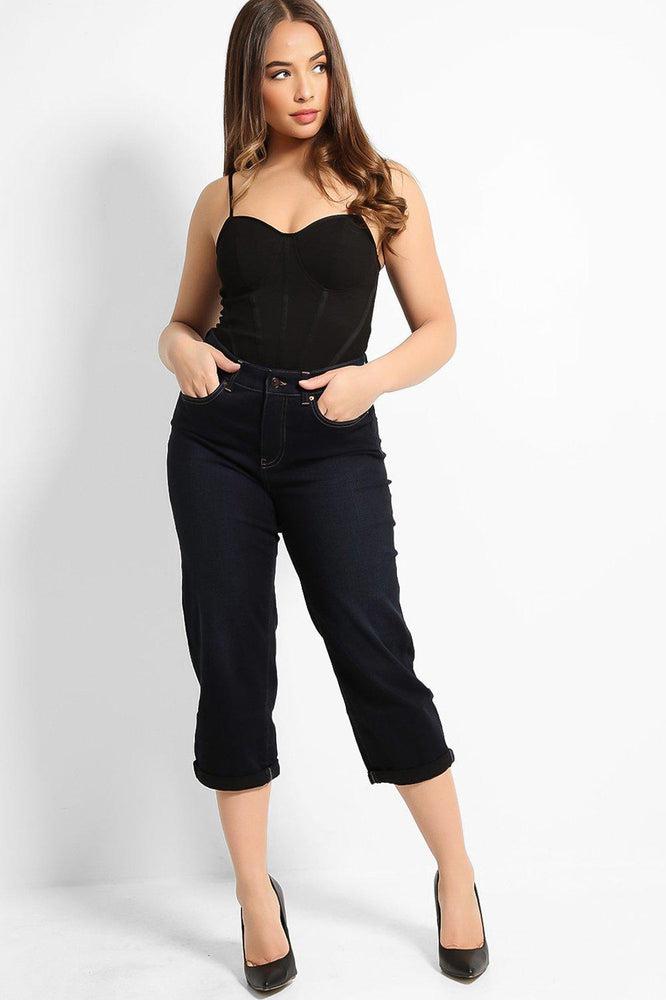 Navy Straight Leg Capri Jeans-SinglePrice