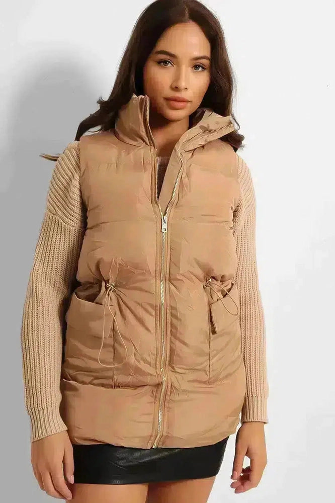 Drawstring Waist Puffer Gilet-SinglePrice
