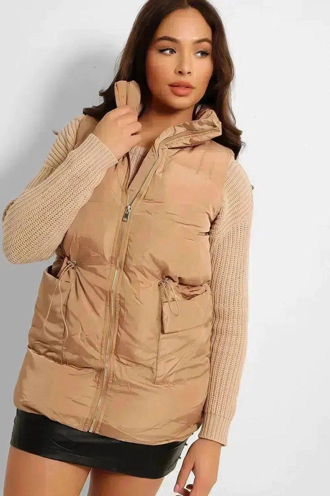 Drawstring Waist Puffer Gilet-SinglePrice