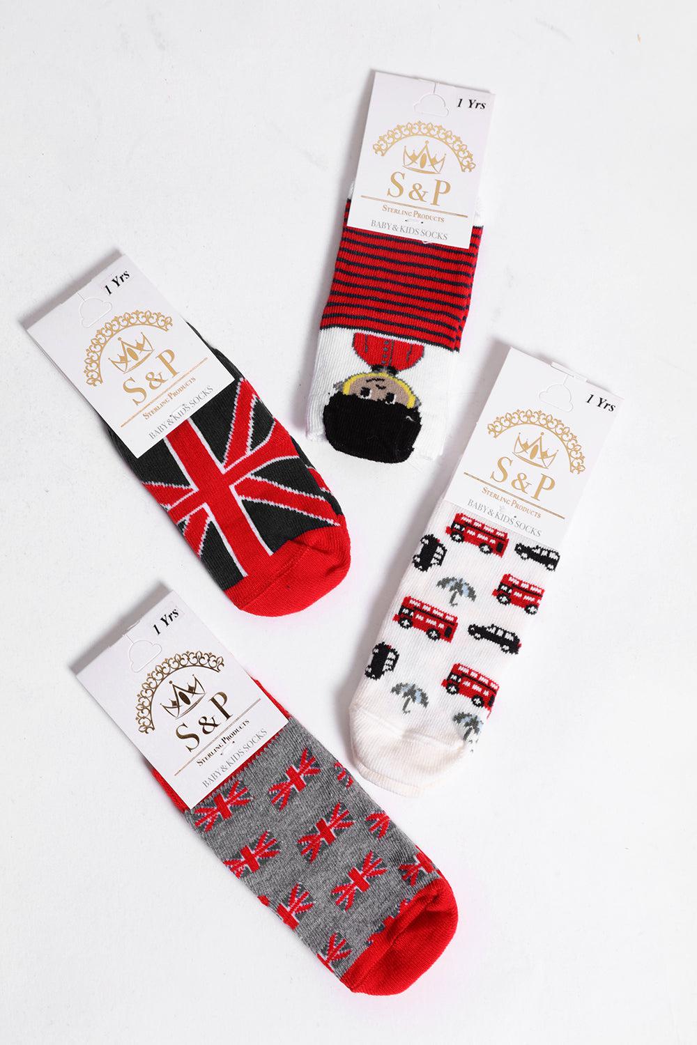Pack Of 4 UK Themed Baby Socks-SinglePrice