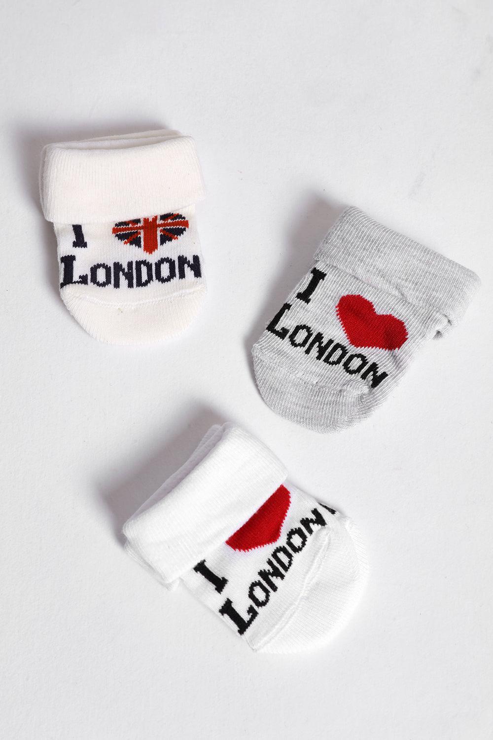 Pack Of 3 ''I Love London'' Baby Socks-SinglePrice