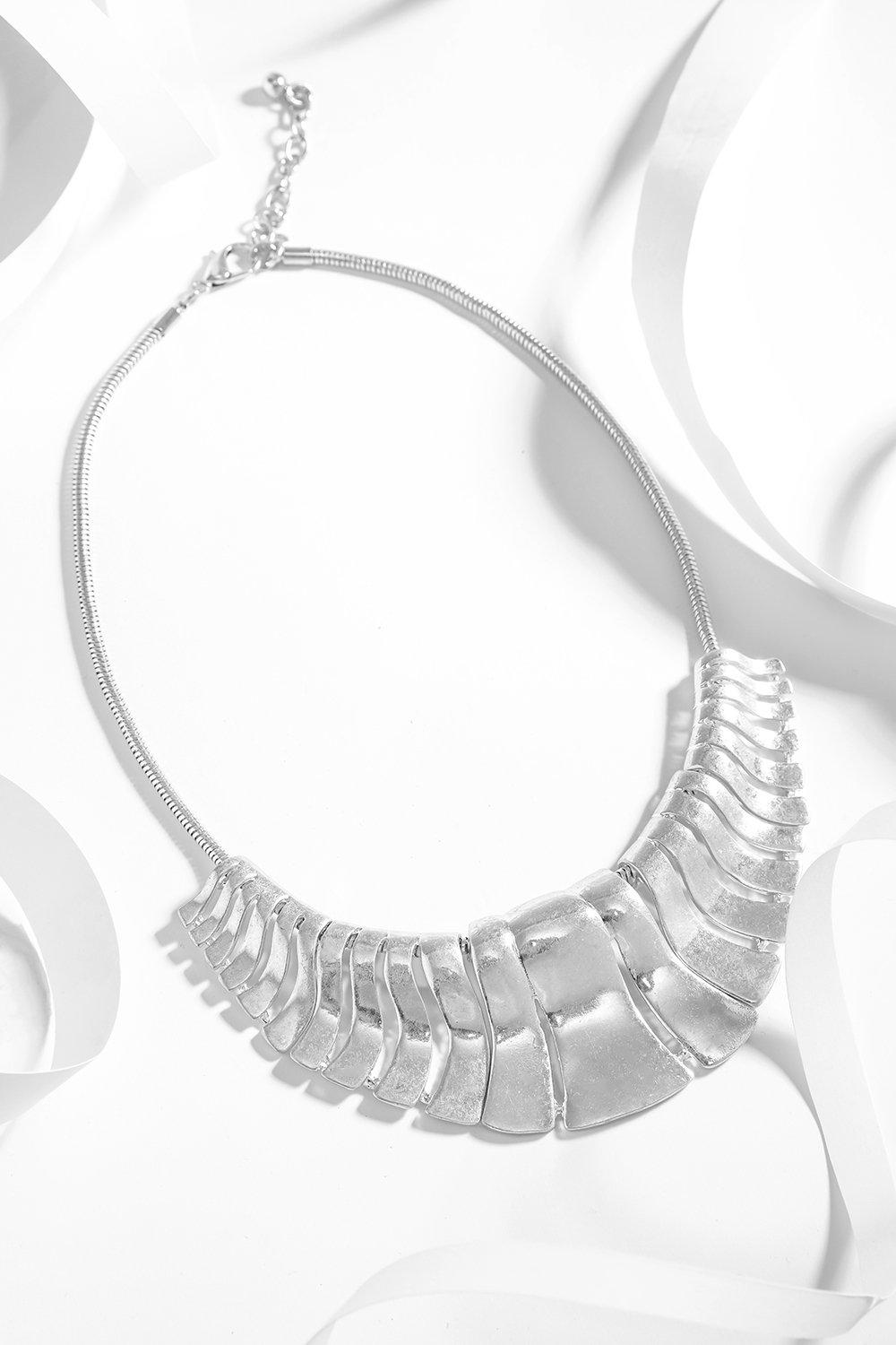 Silver Large Cut Out Plates Necklace - SinglePrice