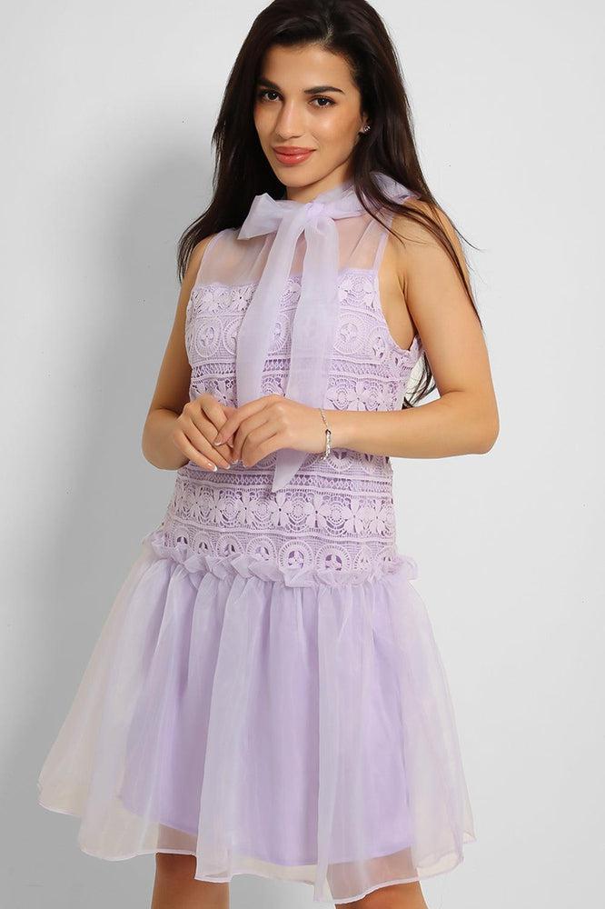 Lilac Pussy Bow Organza Puff Dress-SinglePrice