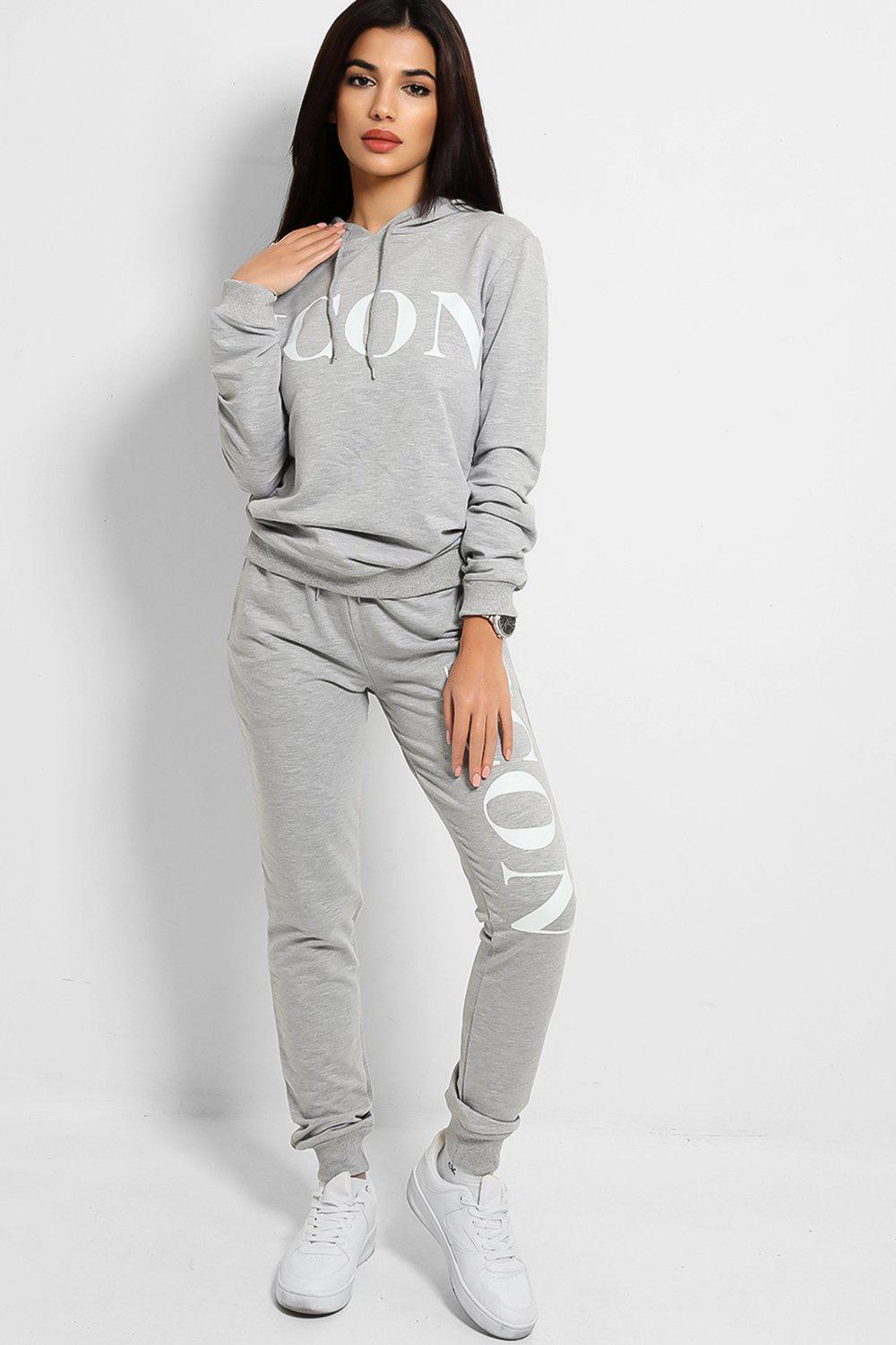 Grey Icon Slogan Tracksuit - SinglePrice