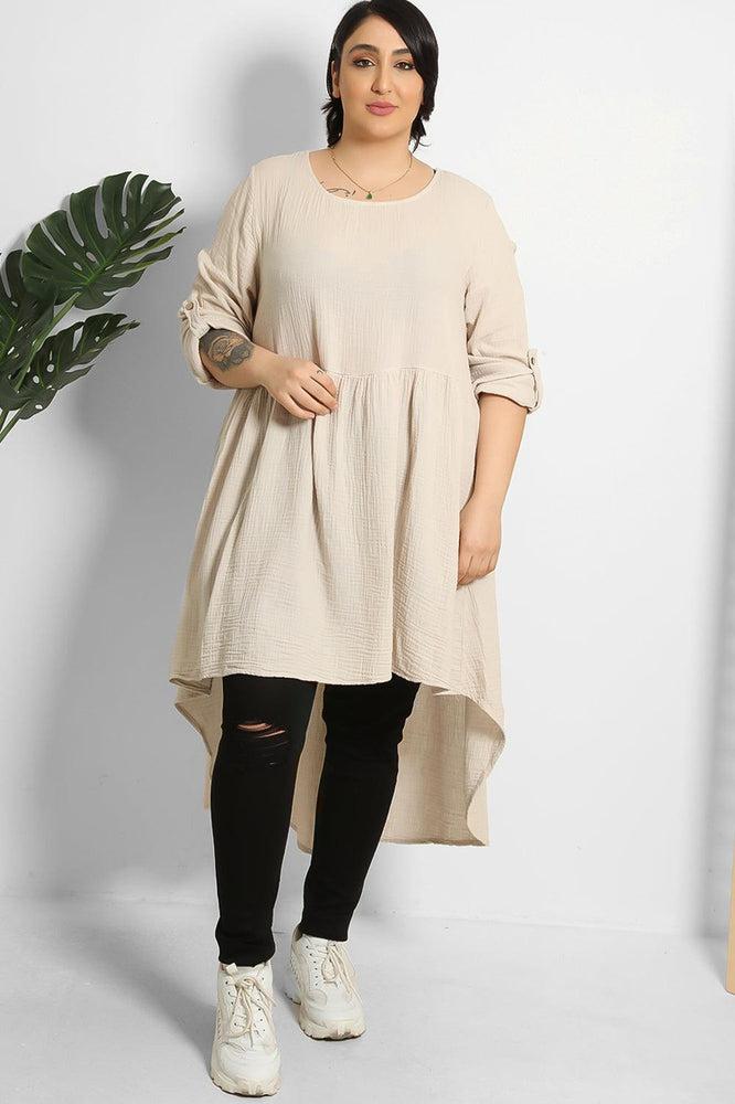 Hi Low Hem Waffle Cotton Tunic-SinglePrice