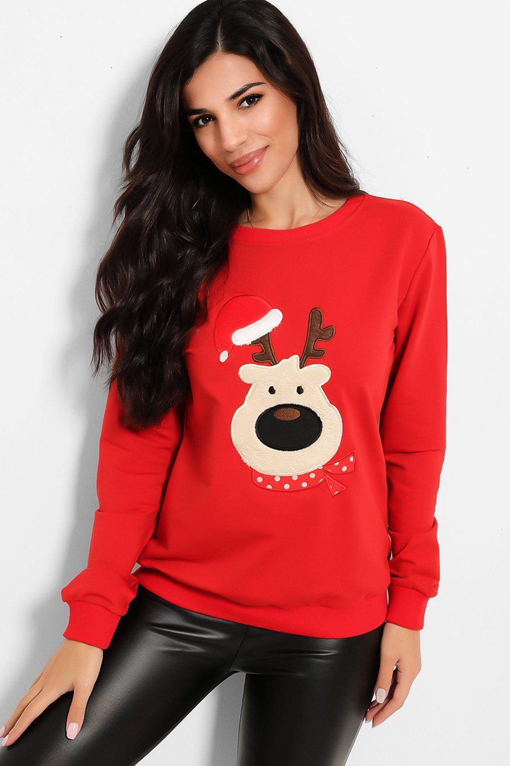 Red Christmas Deer Sweatshirt-SinglePrice