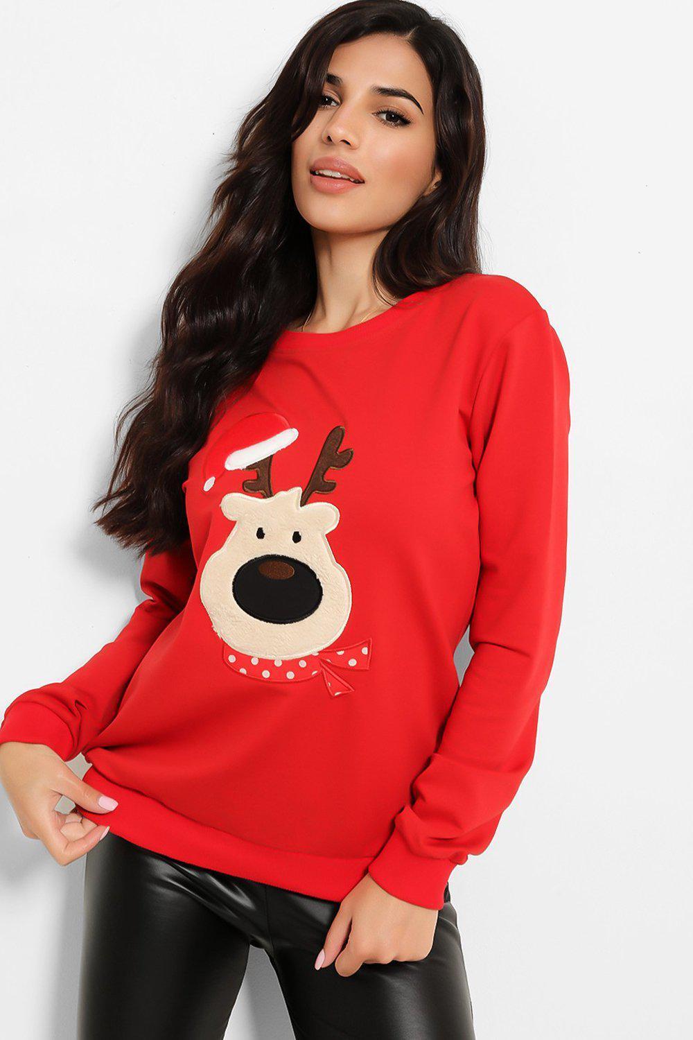 Red Christmas Deer Sweatshirt-SinglePrice