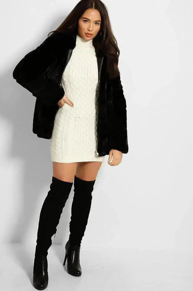 Super Soft Faux Fur Zipped Hooded Jacket-SinglePrice