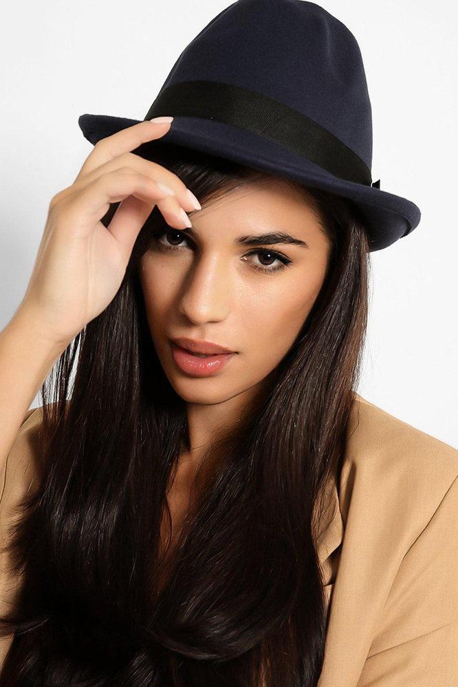 Navy Felt Fedora Hat-SinglePrice