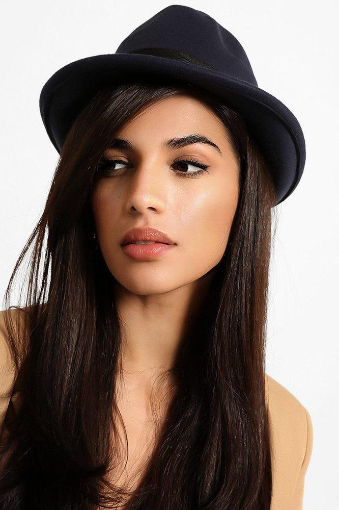 Navy Felt Fedora Hat-SinglePrice