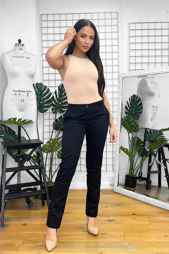 Black Mid-Rise Smart Trousers-SinglePrice