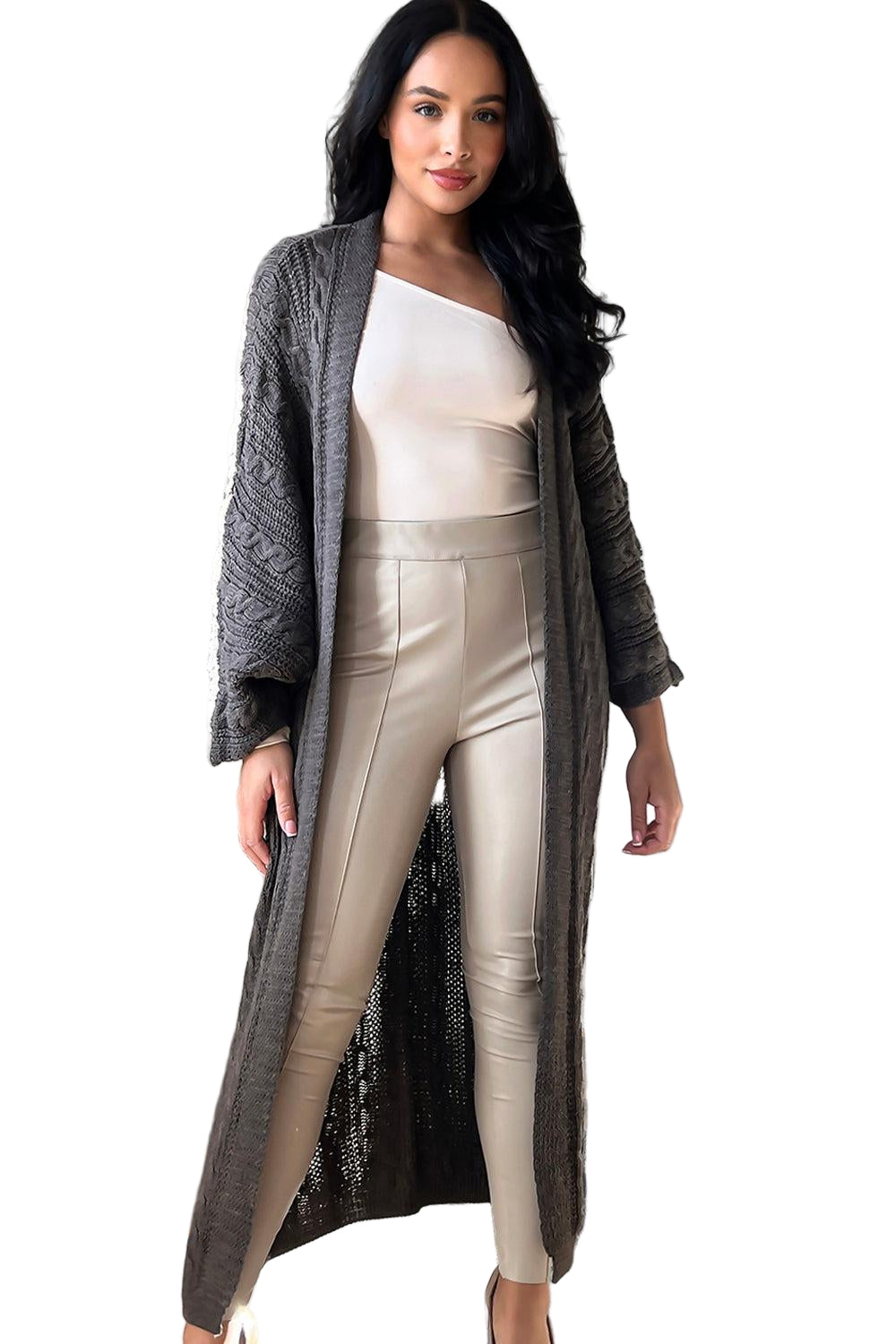 Longline Open Front Knitted Cardigan-SinglePrice