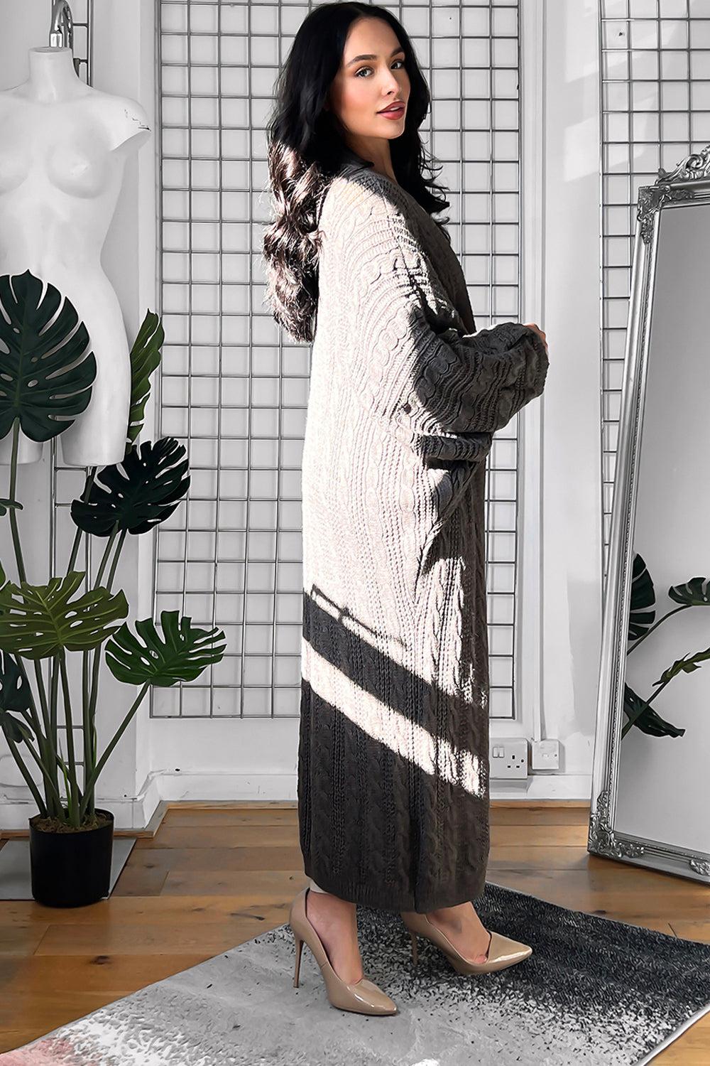 Longline Open Front Knitted Cardigan-SinglePrice