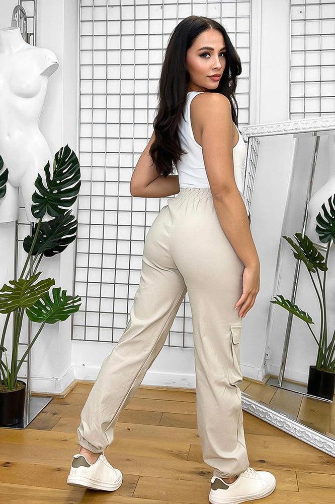 Utility Pockets Elastic Waist And Cuffs Cargo Trousers-SinglePrice