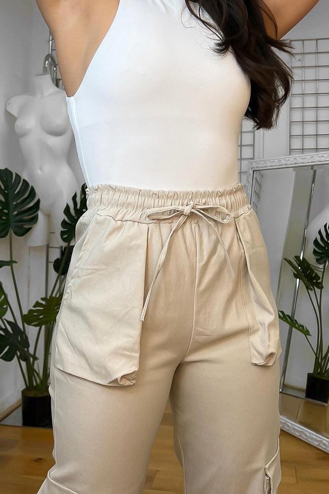 Utility Pockets Elastic Waist And Cuffs Cargo Trousers-SinglePrice