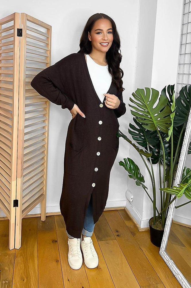 Thin Knit Longline Neckline Midi Cardigan-SinglePrice