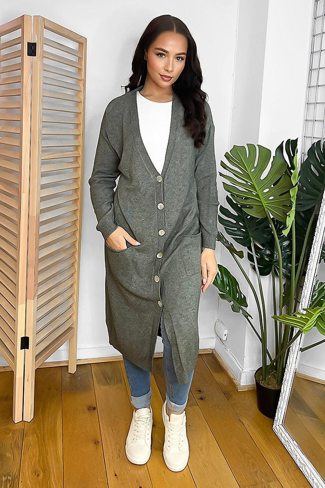 Thin Knit Longline Neckline Midi Cardigan-SinglePrice