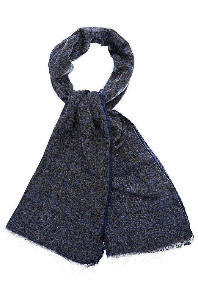 Faded Heart Print Denim Blue Scarf-SinglePrice