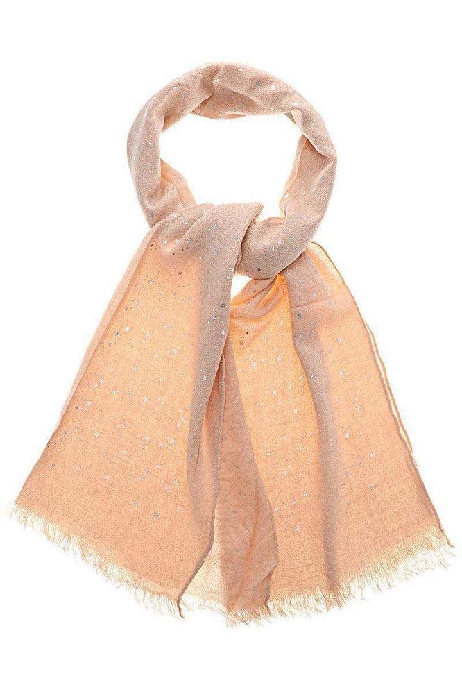 Star Pattern Sheer Knit Pink Scarf-SinglePrice