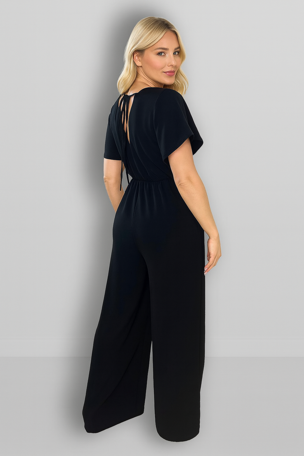 Wing Sleeve V-Neck Palazzo Jumpsuit
