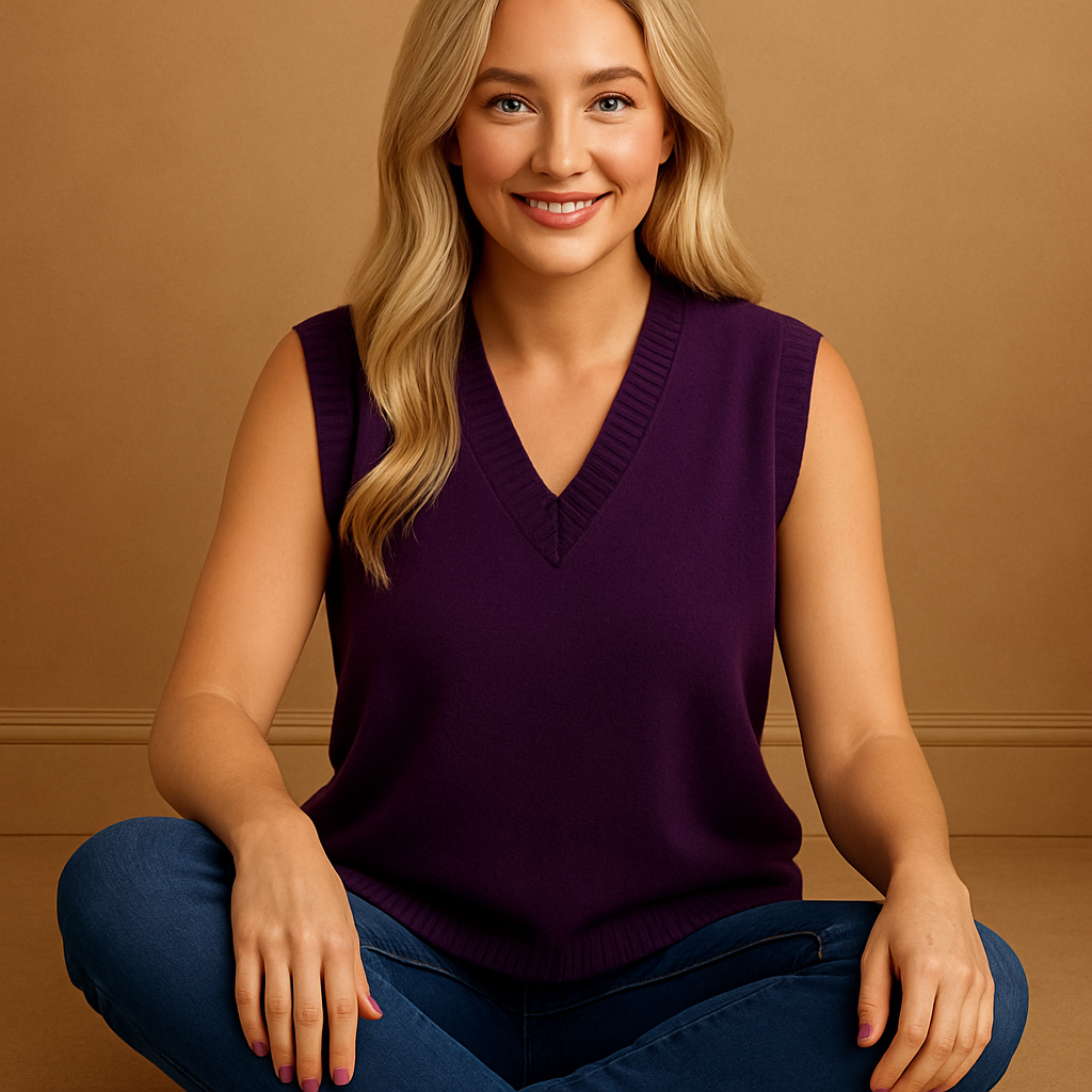 Wholesale Women's Mulberry Deep V-Neck Vest Pullover (PACK OF 6)