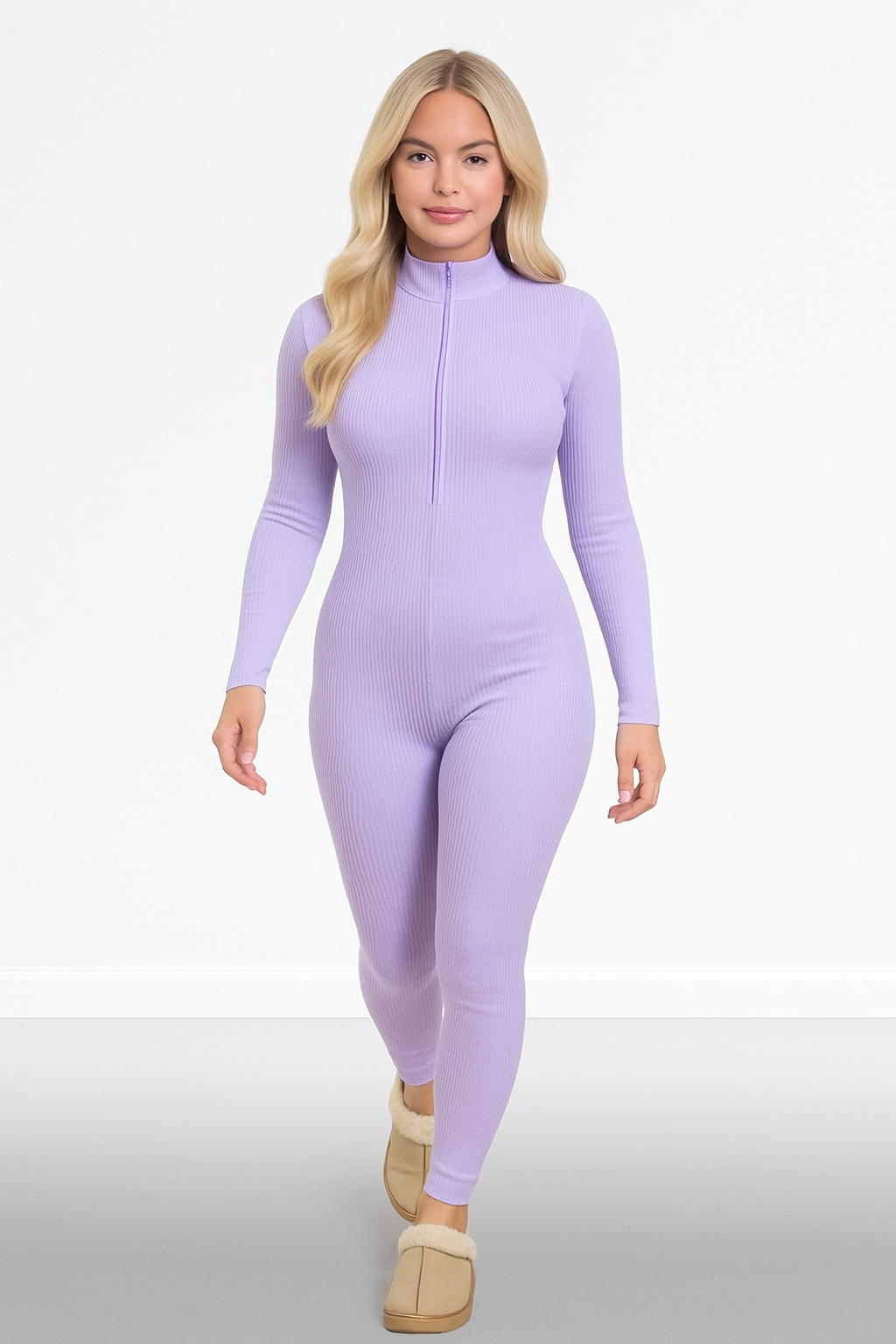 Ribbed Stretch Jersey Zipped Front Onesie